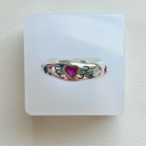 Silver Heart and Star Ring